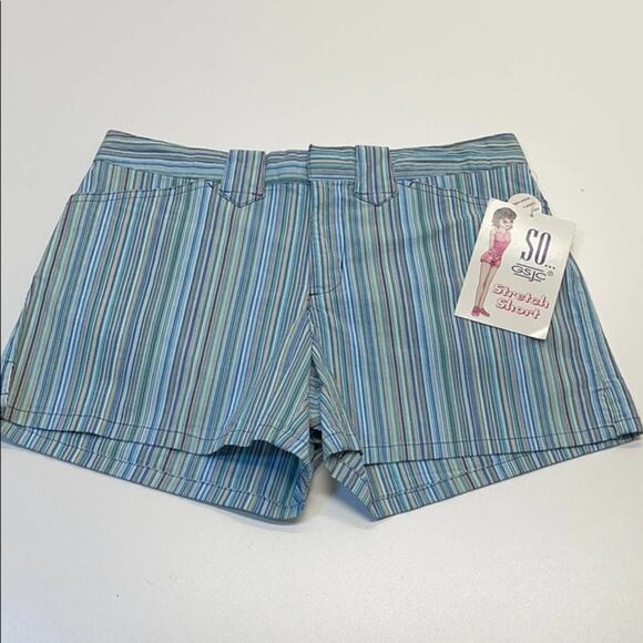 SO Juniors 5 Blue Striped Cotton Stretch Shorts - Picture 1 of 4